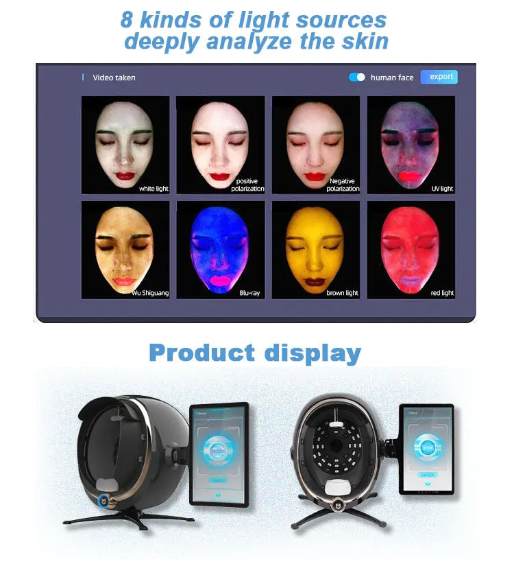 Testing Temporary Face 3D Skin Care Facial Analyzer Monitor Machine Magic Mirror Portable ...