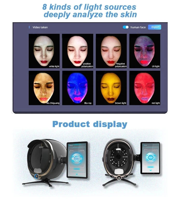 Bärbar 3D Ai Ansiktshuddiagnostikanalysator Ansiktstestare Scanner Magisk ansiktsspegelenhet Hudanalysmaskin Hudanalysator