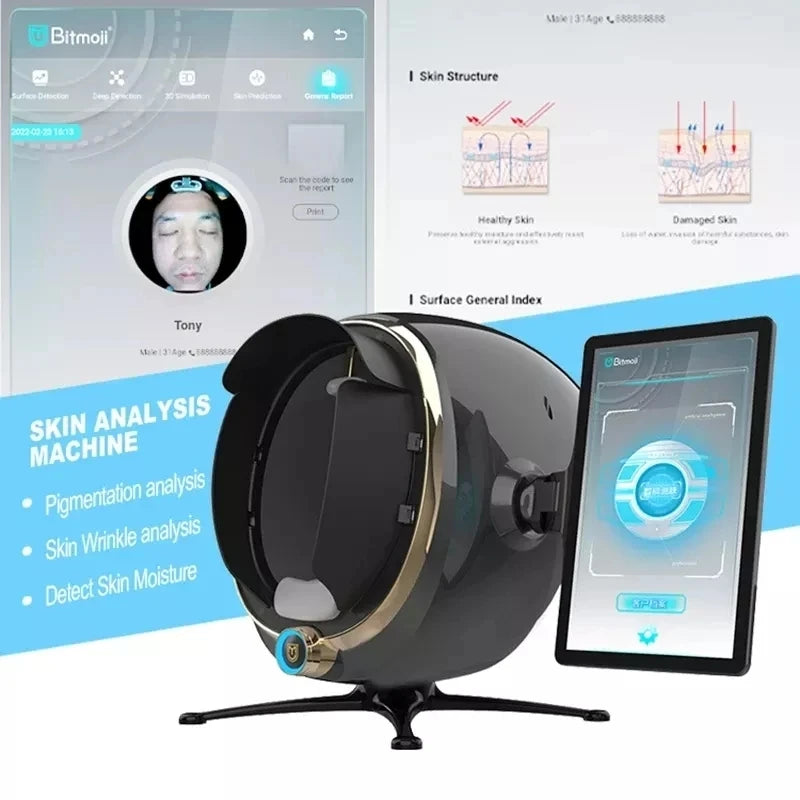 Hordozható 3D Ai arcbőrdiagnosztikai elemző arctesztelő szkenner Magic arctükör készülék bőrelemző gép bőrelemző