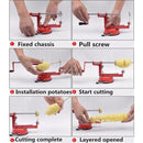 מכונת חיתוך תפוחי אדמה מפלדת אל חלד אביזרי מטבח ספירלה מכונת חיתוך ידנית מתכת אדומה