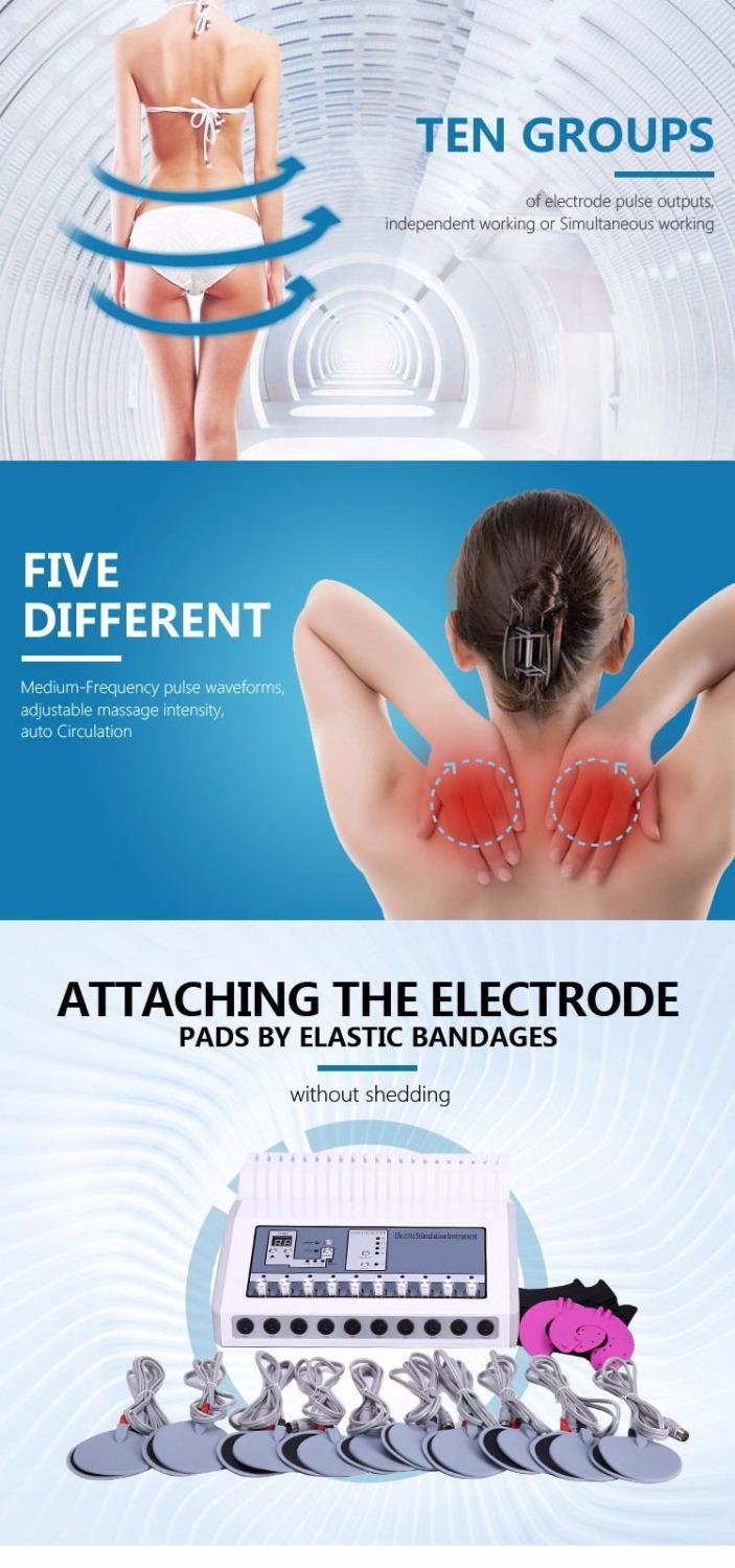 Russian Wave Electric Muscle Stimulatior Body Massage Mesin otot Rangsangan Micro Semasa elektrod Mesin Mengangkat payudara