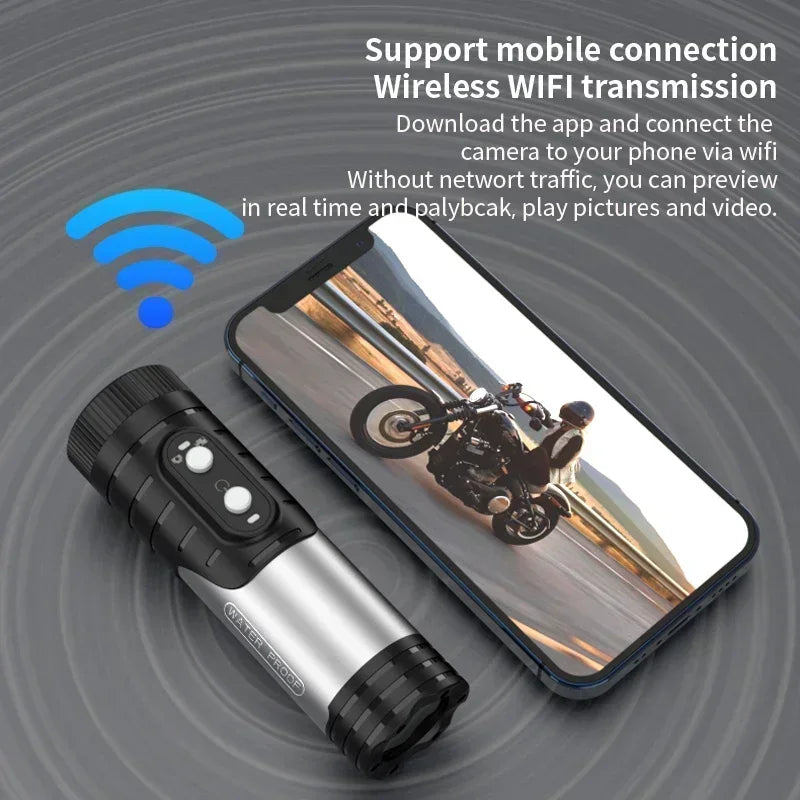 Videocamera d'azione WIFI 4K videocamera per casco da bici per moto videocamera sportiva impermeabile per esterni Action Cam registratore video DVR per auto Dash Cam