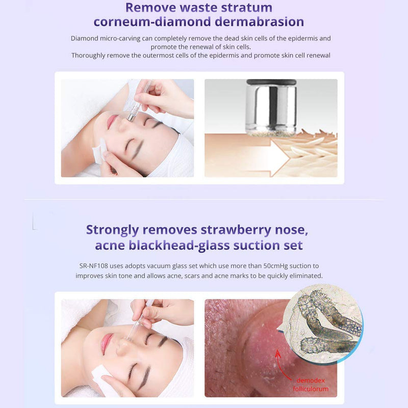 3 en 1 Microdermabrasión de diamante Dermabrasion Blackhead Máquina de eliminación con vacío y rociado para el dispositivo de uso doméstico de cuidado de la piel