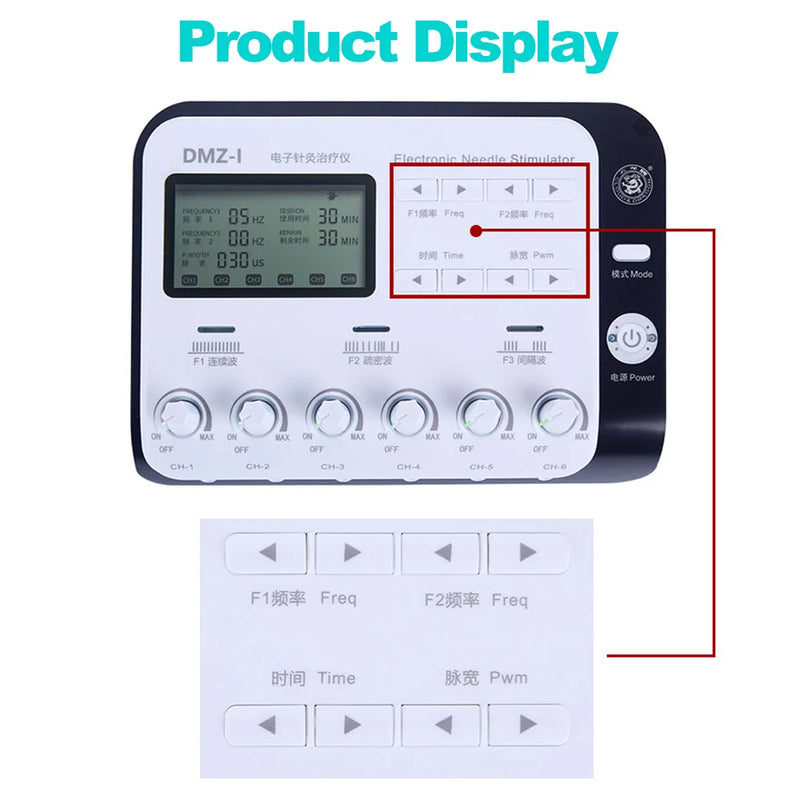 6 Output Channel Multi-Functional TENS Electric Muscle Stimulator Relax Acupuncture Needle Electroacupuncture Body Massager Pads
