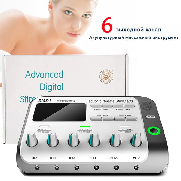 6 Output Channel Multi-Functional TENS Electric Muscle Stimulator Relax Acupuncture Needle Electroacupuncture Body Massager Pads