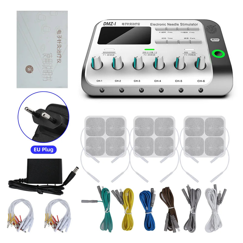6 Output Channel Multifunctionele TIENTALLEN Elektrische Spierstimulator Relax Acupunctuur Naald Electroacupunctuur Body Massager Pads