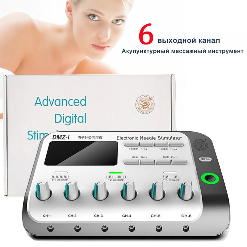 6 Output Channel Multifunctionele TIENTALLEN Elektrische Spierstimulator Relax Acupunctuur Naald Electroacupunctuur Body Massager Pads