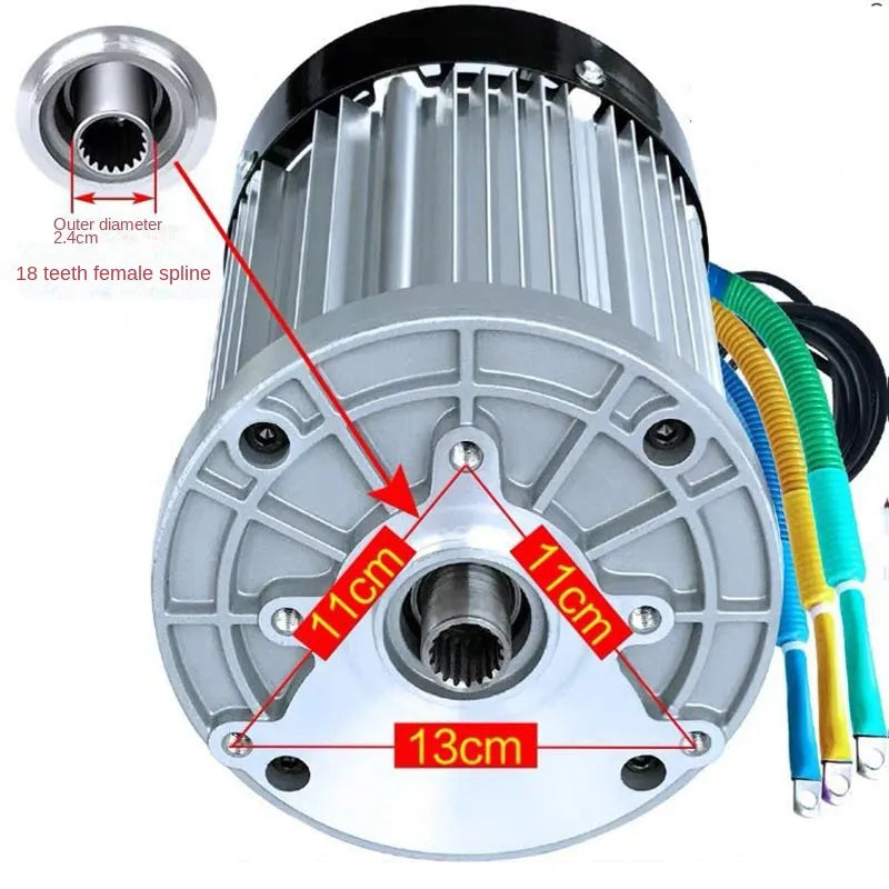 60V/72V 3000W 4600RPM permanent magnet brushless DC motor differential speed electric vehicles, machine tools, DIY Accessories Y