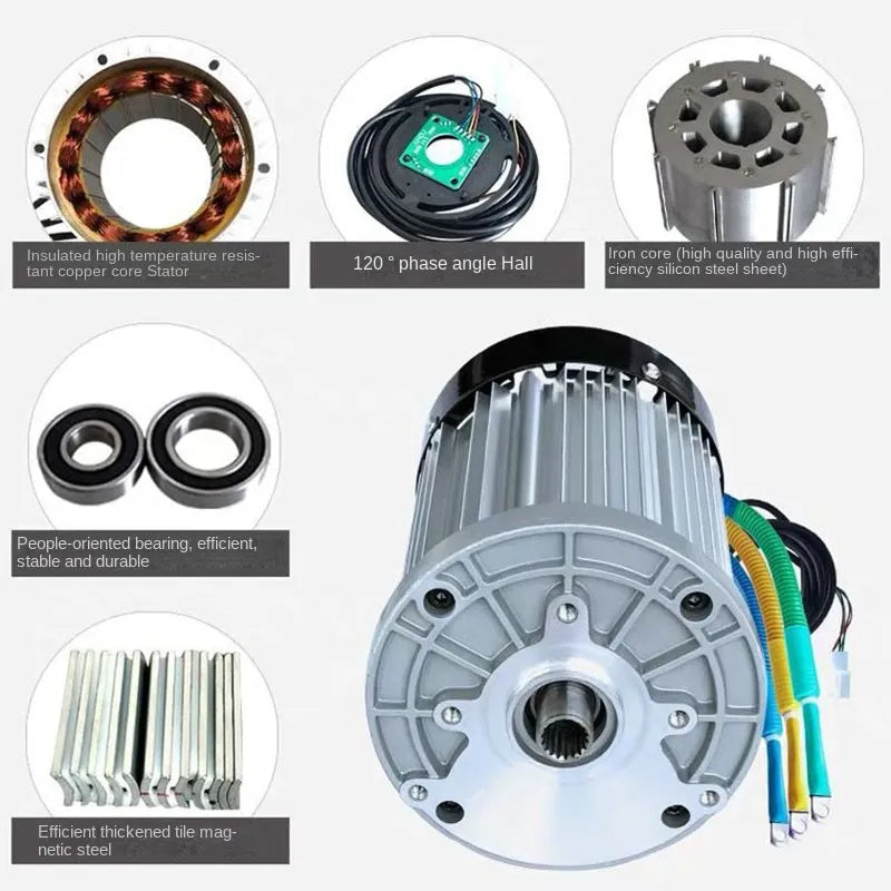 60V/72V 3000W 4600RPM permanent magnet brushless DC motor differential speed electric vehicles, machine tools, DIY Accessories Y