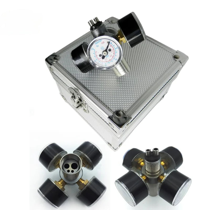 Medidor dental 4 furos manômetro de turbina para alta velocidade handpiece medidor de pressão teste testador de água ar