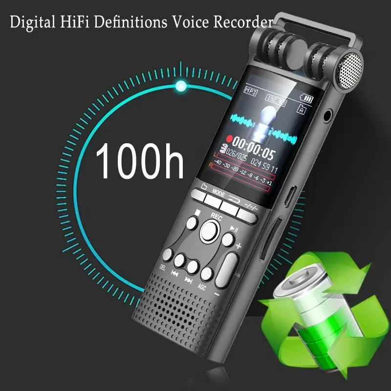 Gravador de áudio digital ativado por voz, 8gb/16gb/32gb, usb, gravação ininterrupta de 100 horas, pcm, 1536kbps, microfone externo
