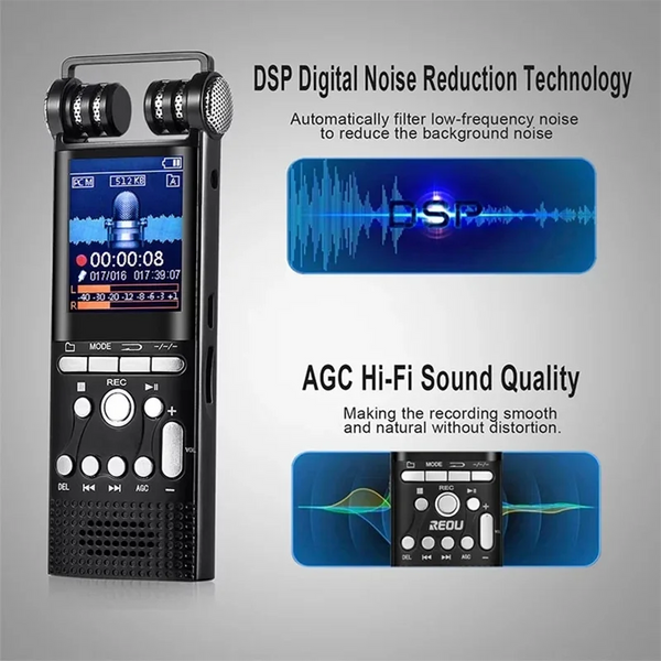 Perekam Audio Digital Aktif Suara Profesional 8GB/16GB/32GB Usb Perekaman 100 Jam Tanpa Henti Mikrofon Eksternal Pcm 1536Kbps