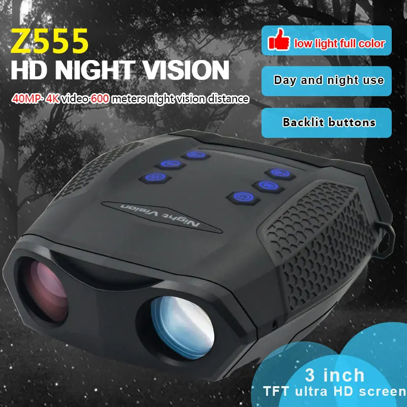 8X 600M Full Dark IR Z555 Night Vision teleszkópos távcső kamera 4K ultra-nagy felbontású TFT képernyővel vadászkempingezéshez