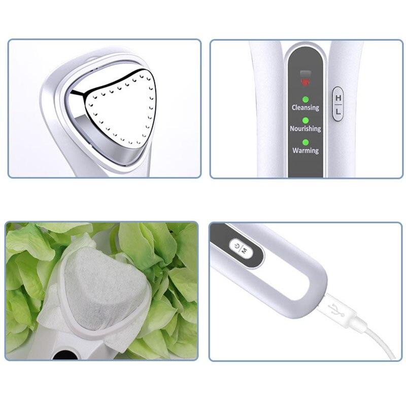 NEW Facial Warm Hot Therapy Massager Ultrasonic Face Lifting Ion Vibration Deep Clean Moisturize Wrinkle Removal Skin Tightening