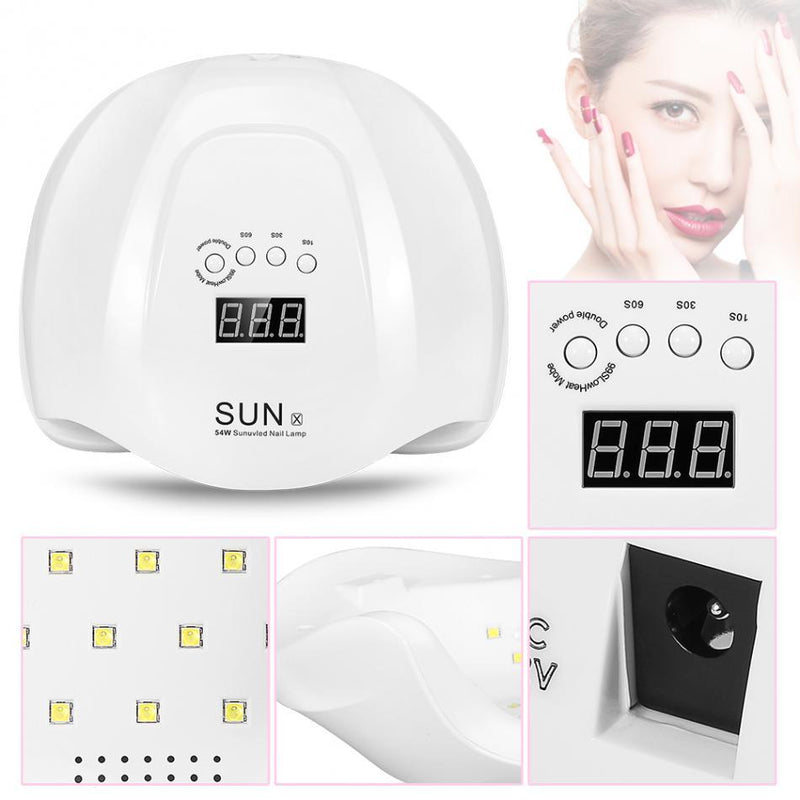 54W SUN X UV LED Nail Lamp Dryer Manicure Machine 36 LEDs Nail Dryer Lamp for Nail Gel Polish Drying Curing with Smart Sensor