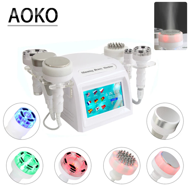 AOKO 6 in 1 Nwe 80K RF Cavitation Vacuum Cellulite Reduction Slimming Massage  Weight Loss Body Massager Beauty Health Device