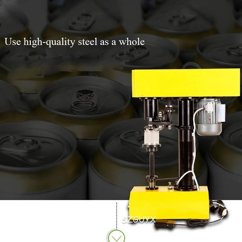 Máquina automática de selagem de latas de plástico, latas de alumínio, máquina seladora de lanches, frutas secas, papel, latas, máquina tampadora