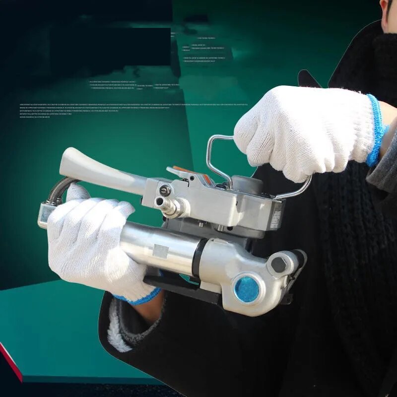 Baler נייד פנאומטי PET רצועת עיטוף מכונת רצועת כלי אריזה 12-19mm PP רצועת פלסטיק