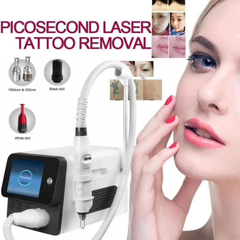 CE Bärbar Q Switch Nd Yag Laser Tatueringsborttagningsmaskin 1064nm 532nm 1320nm Skin Whitening Pigment Removal Tattoo Remover Lazer
