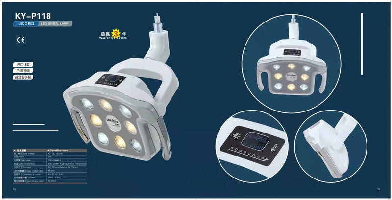 Lumière LED clinique 8 pièces, lampe orale sensible sans ombre pour unité de fauteuil dentaire Mobile au plafond