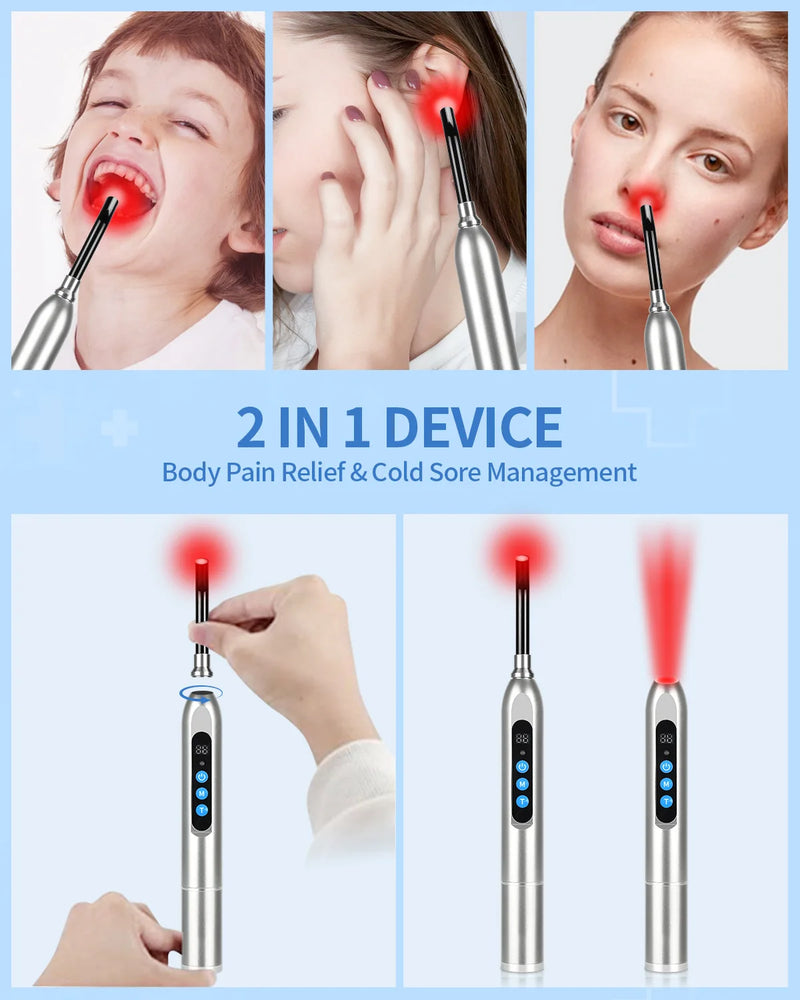 Cold Sore Laser Therapy Device Light Therapy Mouth Ulceration Blisters Herpes Infection Pain Relief Ulcer Medical Laser Care