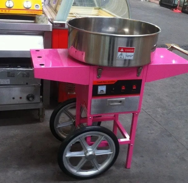 عربة آلة حلوى القطن ذات الجودة التجارية وآلة حلوى الخيط الكهربائية