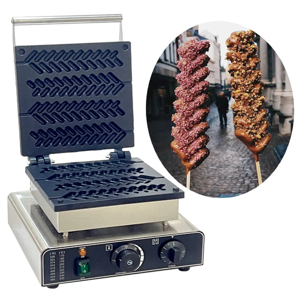 Máquina de waffle elétrica para uso comercial, 4 unidades, waffle, cachorro-quente, waffle, lolly
