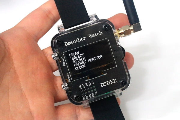 DSTIKE V3S Watch Deauther جهاز اختبار أمان إنترنت الأشياء القابل لإعادة الشحن لاختبار شبكات WiFi Deauther ESP8266