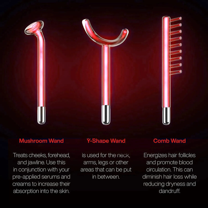 Darsonval Mesin Wajah Frekuensi Tinggi Portabel Terapi Kulit dengan 6 Tongkat Neon &amp; Argon Menghilangkan Keriput Tongkat Terapi Wajah Jerawat