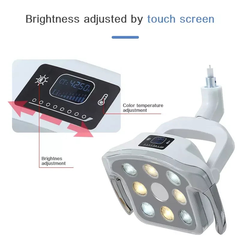Fogászati ​​12W 8 LED-es szájlámpa Fogorvosi műveleti fény, állítható színhőmérsékletű érzékelő kapcsoló szájlámpa fogorvosi székhez