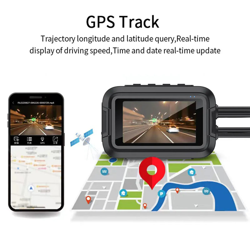 듀얼 1080P 오토바이 DVR 전신 방수 모토 카메라 WiFi GPS 대시 캠 전면 후면 운전 비디오 레코더 블랙 박스
