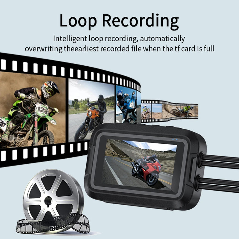 Подвійний відеореєстратор для мотоциклів 1080P Водонепроникна мотокамера для повного корпусу, WiFi, GPS, відеореєстратор, передня та задня відеореєстратор для водіння, чорний ящик