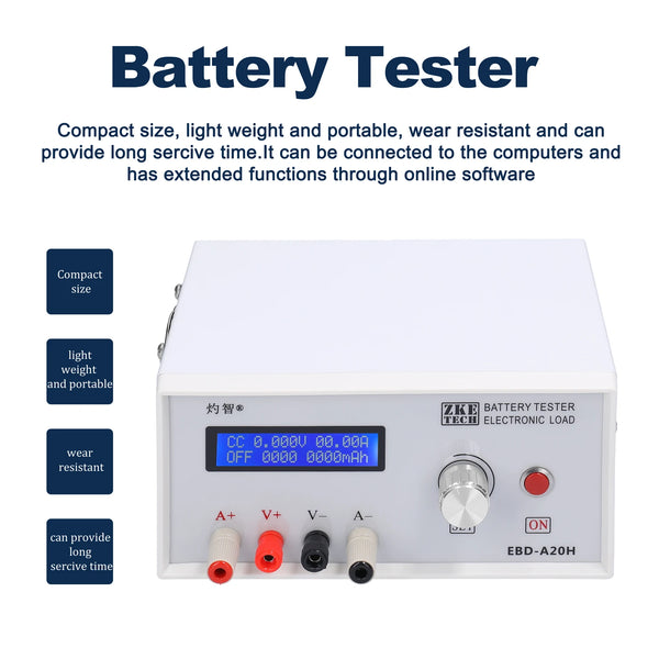 EBD-A20H Battery Tester 30V 20A 200W Multifunzjoni Kurrent Dirett Tagħbija Elettroniċi Discharger Appoġġ PC Online Software Kontroll
