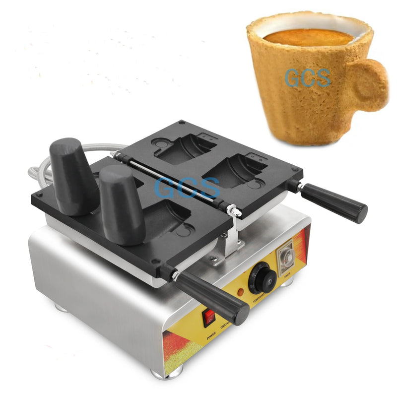 Máquina elétrica de waffle comestível, 110/220v, antiaderente, copo de água, padeiro, máquina de waffle
