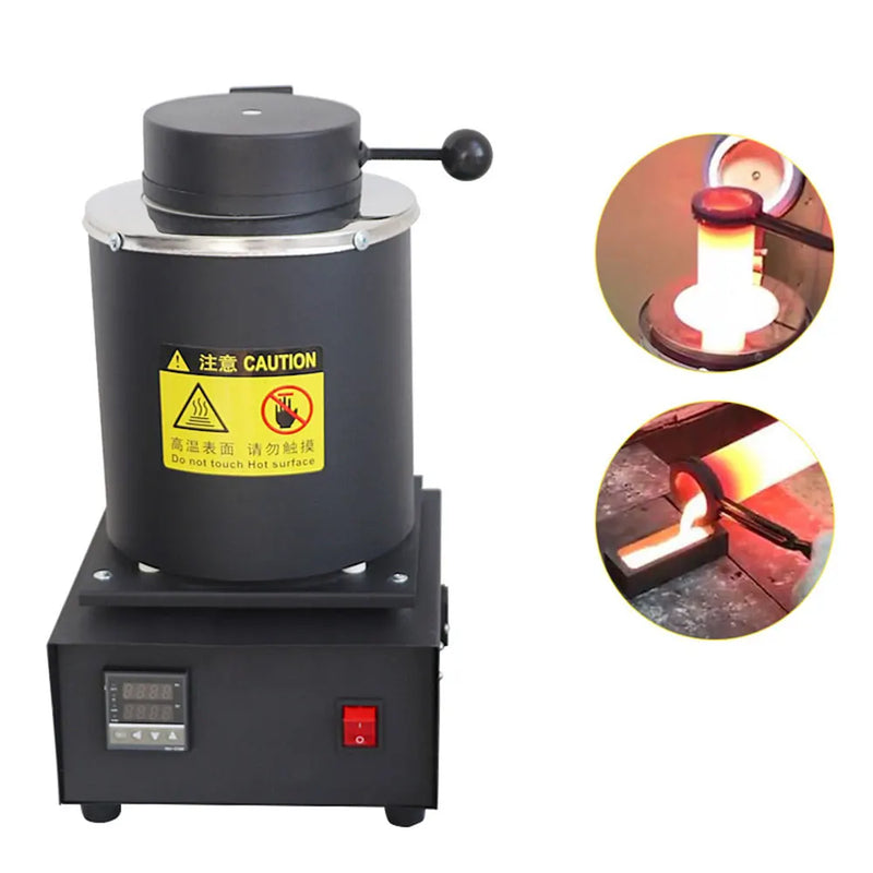 Electric Melting Furnace Machine 1600W 3KG Graphite Crucible for Gold Silver Copper Aluminum Melting Jewelry Smelting Tool