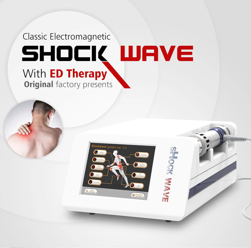 Elektromagnetisk fokuserad chockvågsterapimaskin med ED-behandling Smärtlindring Extrakorporeal fysioterapi Stötvågsmassageapparat