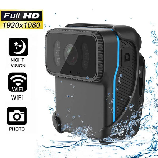 FHD 1080P كاميرا عمل صغيرة محمولة واي فاي كاميرا فيديو DV حلقة مسجل مقاوم للماء للرؤية الليلية كام MP4 فيديو جيب كاميرا الجسم