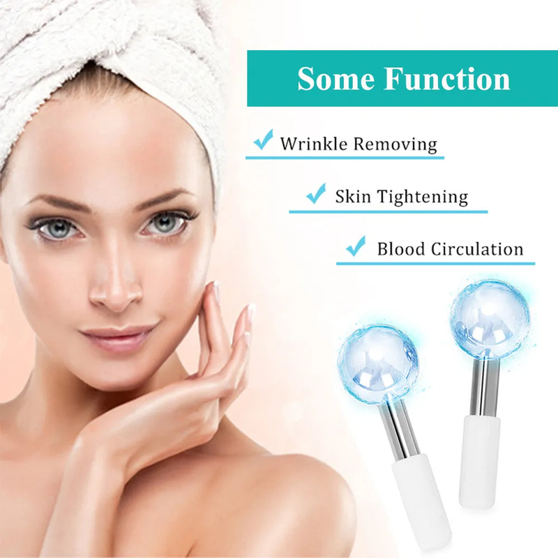 Facial Ice Globes Cold Hot Stainless Steel Facial Roller Skin Beauty Spa Cooling Globe Massage Ball Face Care Cryo Freeze Stick