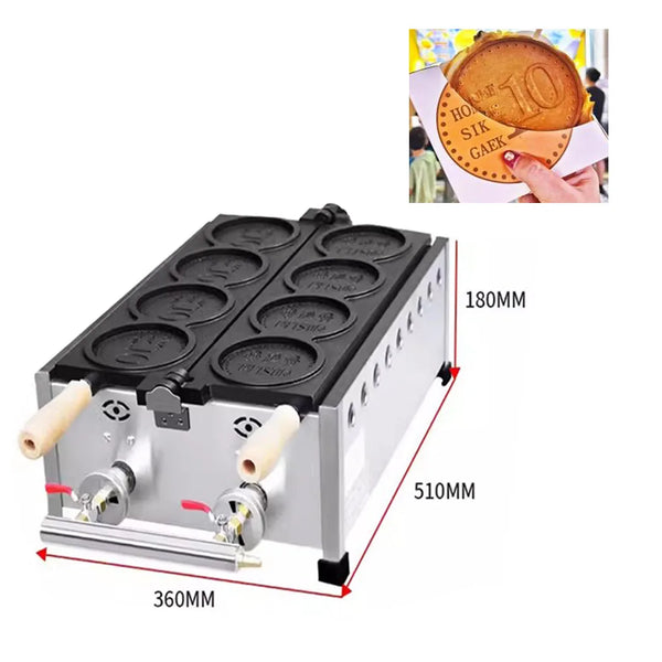 Газова/електрична японська/корейська машина для приготування вафель у формі монети. Машина для приготування кексів у формі монети. Машина для виробництва млинців з начинкою. Вафельниця.