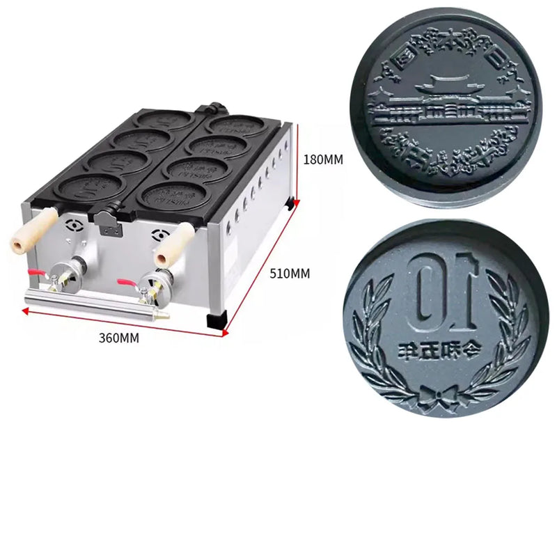 Gazowa/elektryczna japońska/koreańska maszyna do gofrów na monety kształt monety urządzenie do robienia muffinów naleśniki nadziewane gofrownica złota moneta gofrownica