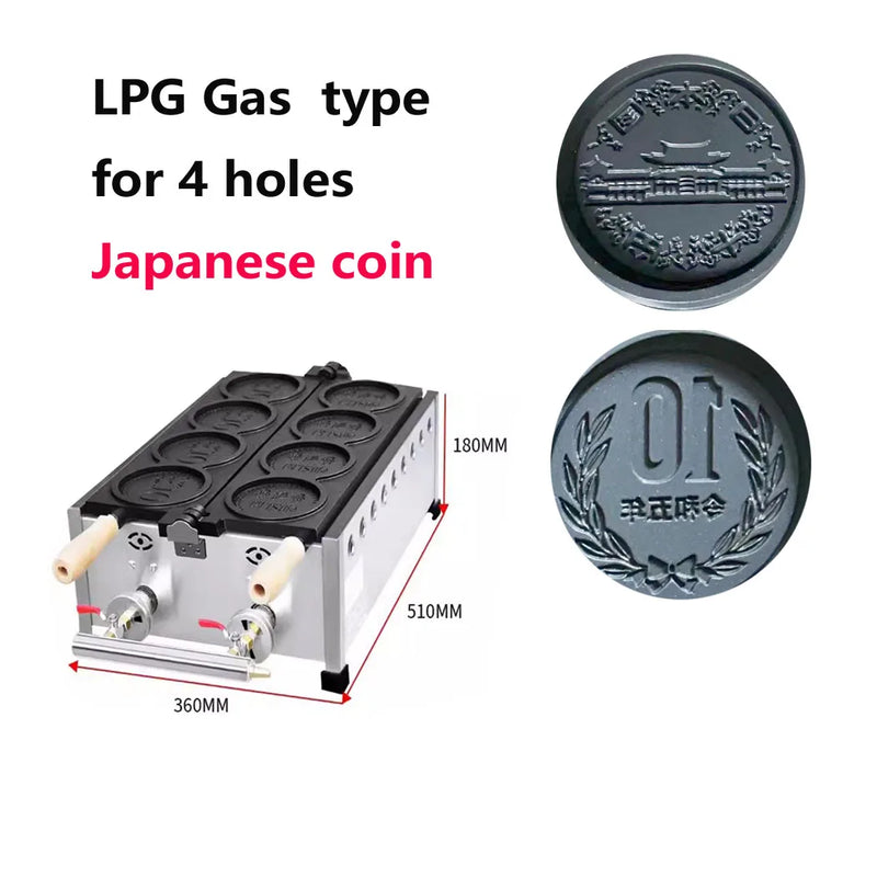 Gazowa/elektryczna japońska/koreańska maszyna do gofrów na monety kształt monety urządzenie do robienia muffinów naleśniki nadziewane gofrownica złota moneta gofrownica