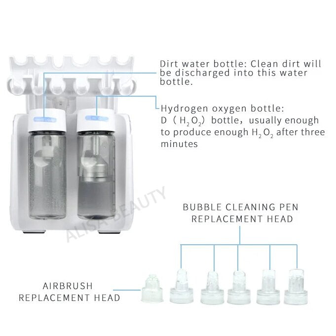 6 Dalam 1 H2O2 Air Oxygen Jet Peel Hydra Beauty skin Cleansing Hydro Dermabrasion Hydra face Machine Water Aqua Peeling