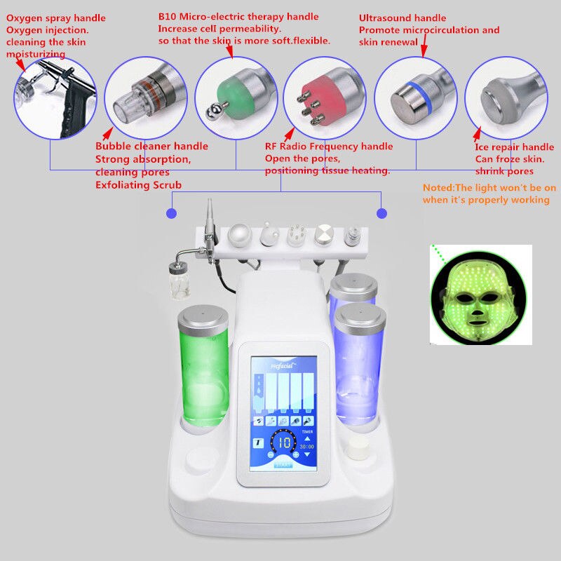 7 in 1 Vacuum Face Cleaning Dermabrasion Hydra Facial Machine Water Oxygen Jet Peel Massage Skin Care Machine RF Beauty Device