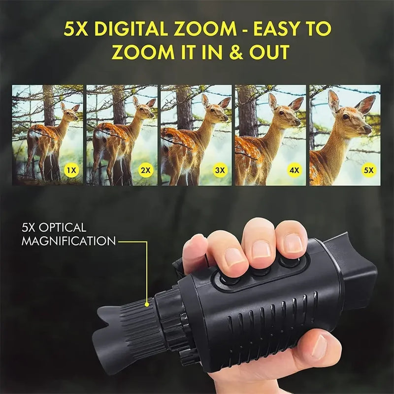 HD Infrared Night Vision Device R7 5X Zoom Digital Monocular Telescope 1080P Outdoor Camera with Day& Night Dual-use for Hunting