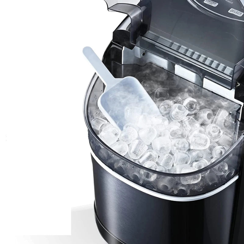HICON-máquina de hacer hielo eléctrica para el hogar, máquina cilíndrica para hacer cubitos de hielo, encimera para tienda comercial de té de la leche pequeña, 15KG/24H
