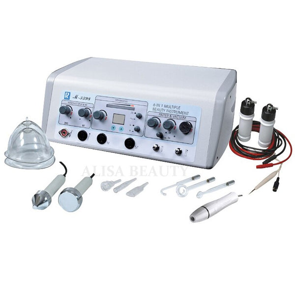 M-3398 6 dalam 1 Pengenalan alat elektroterapi ultrasonik untuk menghilangkan kedutan kulit bintik hitam dan pemutihan payudara Salon Kecantikan