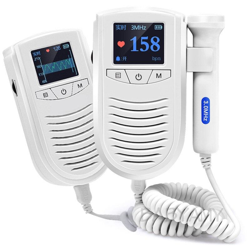 3MHz Pocket Prenatal Fetal Doppler LCD Display Curves & numbers Baby Heart Rate Monitor fetal heart stethoscope External Sound