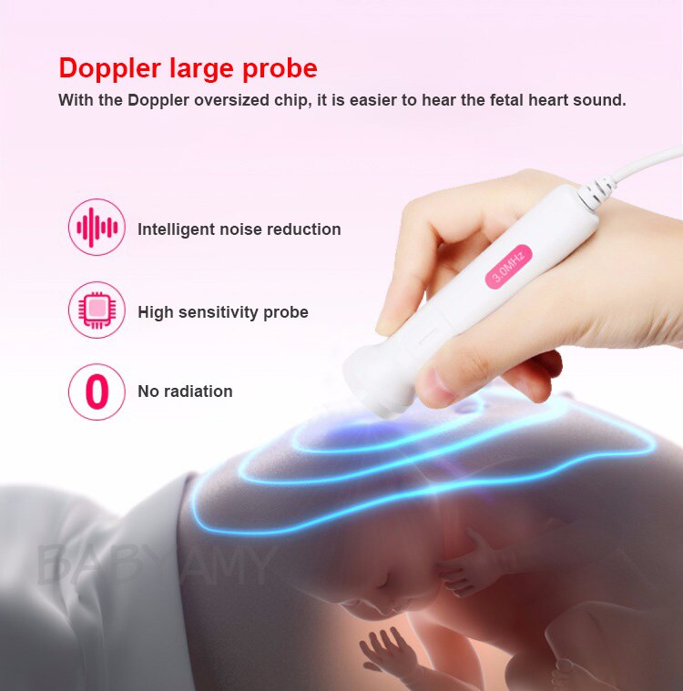 Draagbare zwangere ultrasone foetale doppler prenatale hartslagmeter LCD ultrasone klankbaby Doppler 3MHz