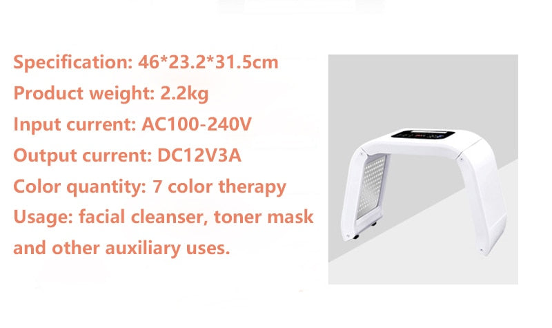 Professional Photon PDT Led Light Facial Mask Machine 7 Colors