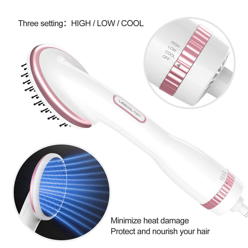Lescolton Satu Langkah Pengering Rambut & Styler Hot Air Paddle Brush Dryer Lurus untuk semua jenis rambut Menghapuskan keriting 1000w